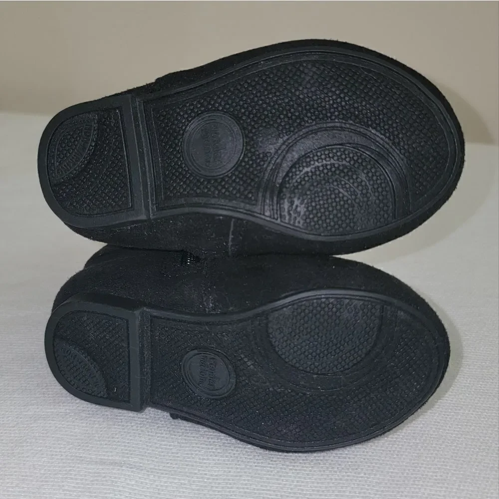 New Wonder Nation Black Side Zip Slouch Baby Girl Shimmer Boots Size 3 (3-6 mo)